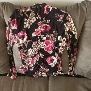 Juniors floral black blouse